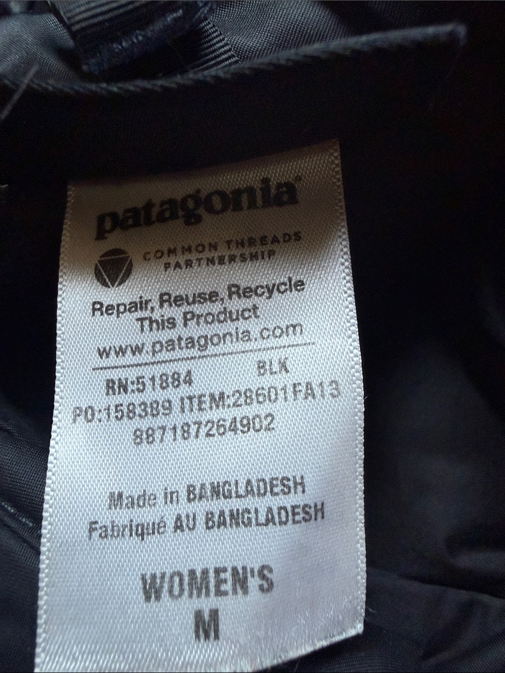Patagonia Women's Downtown Jacket Sty 28601 Down Filled Black Sz M - Picture 4 of 5